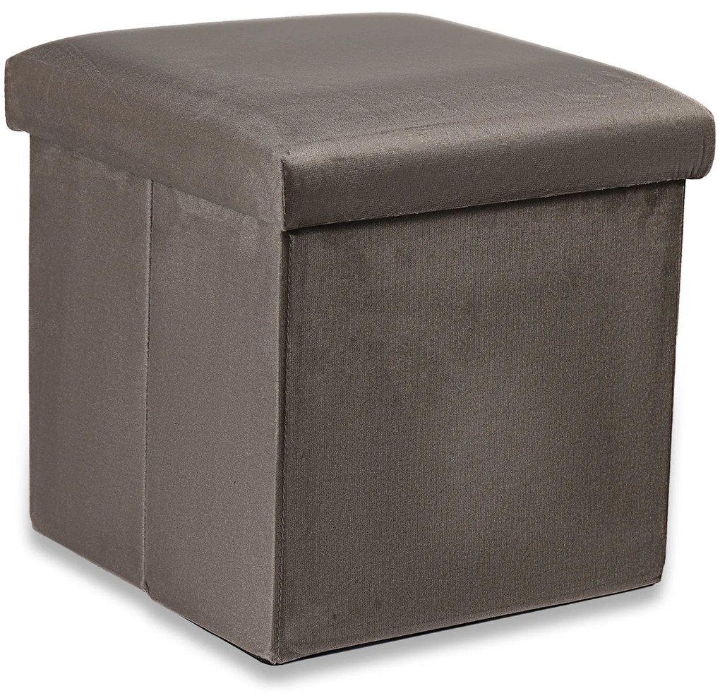 Hnedý skladací taburet CUBEXO VELVET M