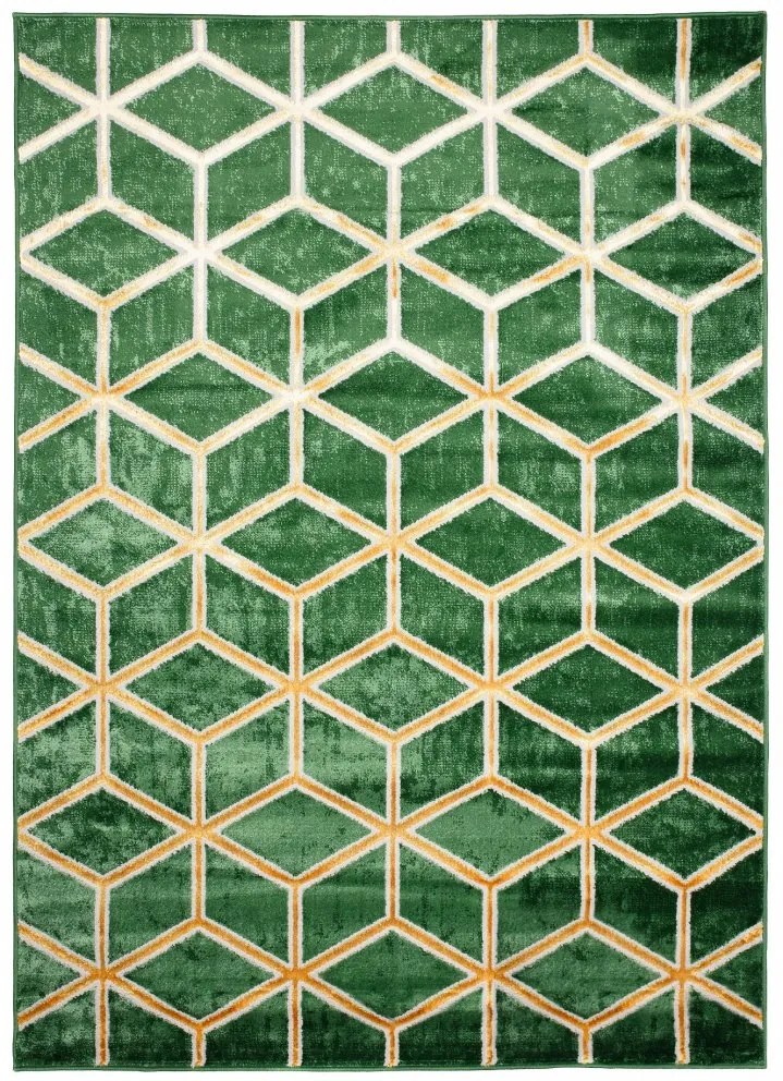 Moderný zelený koberec s originálnym geometrickým vzorom Šírka: 140 cm | Dĺžka: 200 cm