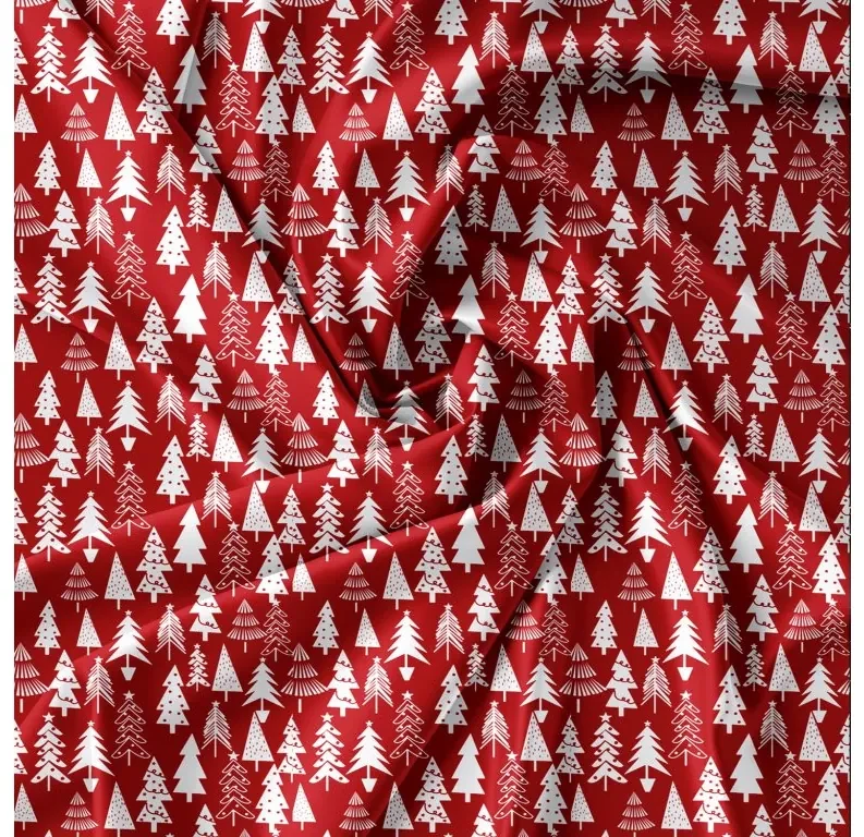 Bavlnené obliečky CHRISTMAS TREES červené Rozmer obliečky: 70 x 90 cm | 140 x 200 cm