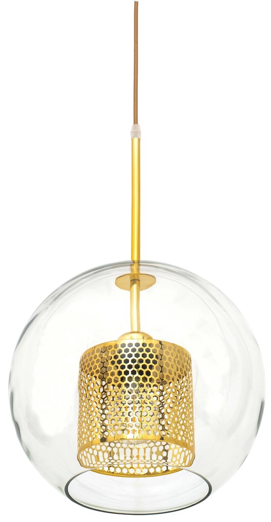 Toolight - závesná sklenená lampa APP556-1CP 30cm, zlatá, OSW-08749