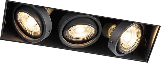 Zápustené bodové svetlo čierne sklápateľné a otočné bez rámu 3-svetlo - Oneon