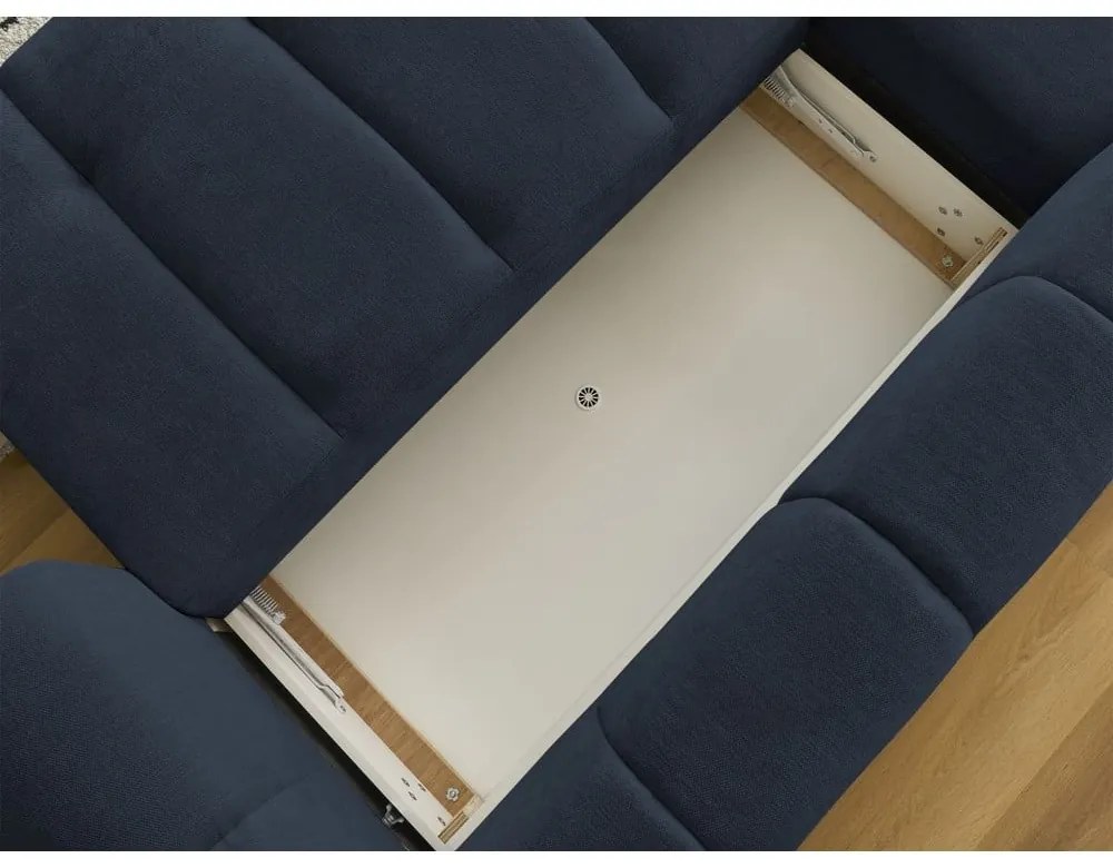 Tmavomodrá rozkladacia/s úložným priestorom rohová pohovka (ľavý roh/s leňoškou) Fuji – Bobochic Paris