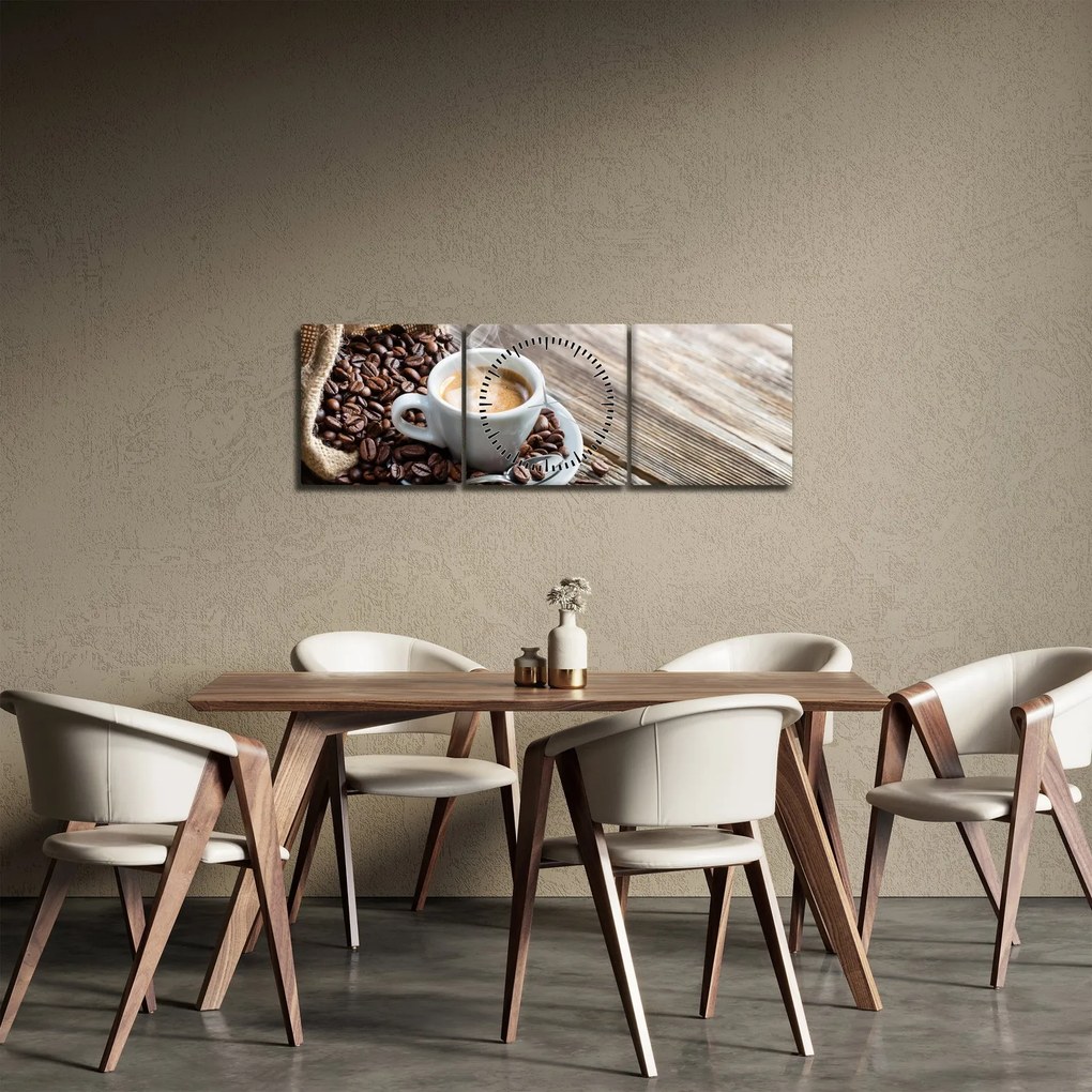 Obraz - Espresso (s hodinami) (90x30 cm)