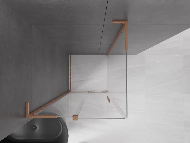 Mexen Velar L, sprchový kút s posuvnými dverami 100 x 100 cm, 8mm číre sklo, medená matná, 871-100-100-03-65