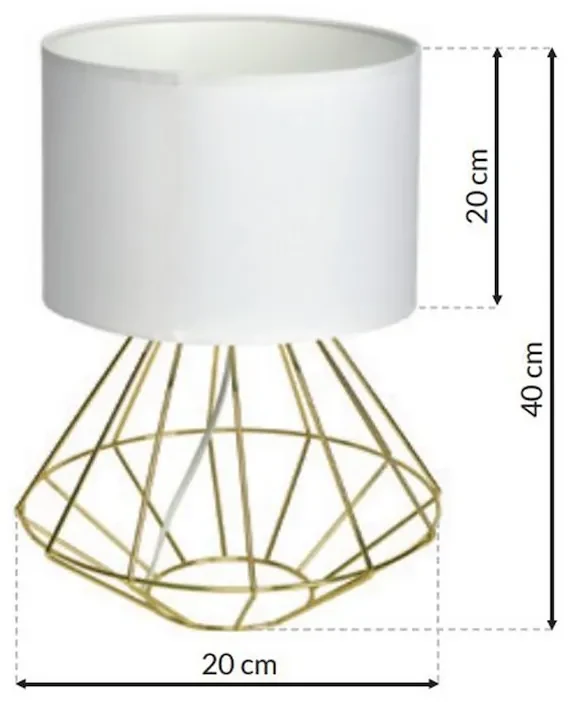 Stolná lampa Lupo, 1x biele textilné tienidlo, g