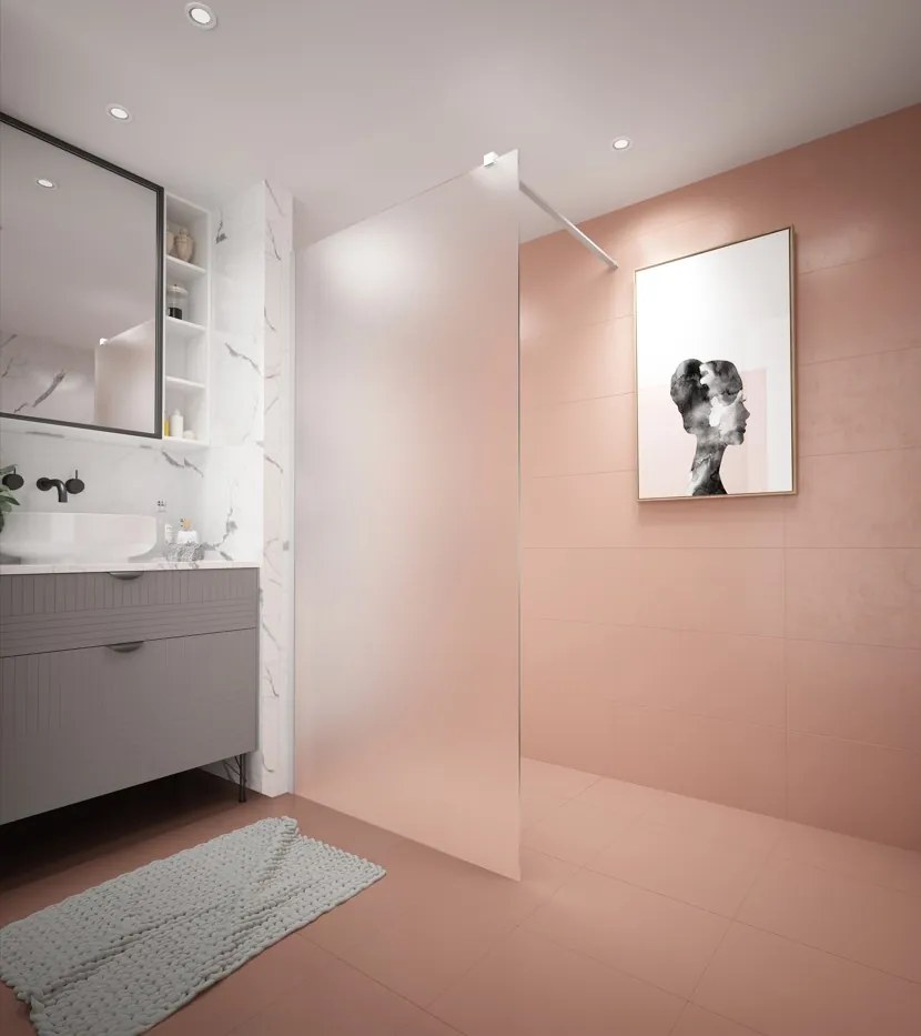 Erga Paris, sprchová zástena Walk-In 90x200 cm, 8mm sklo námraza, biely profil, ERG-V02-PARIS-090x200-FR-WH