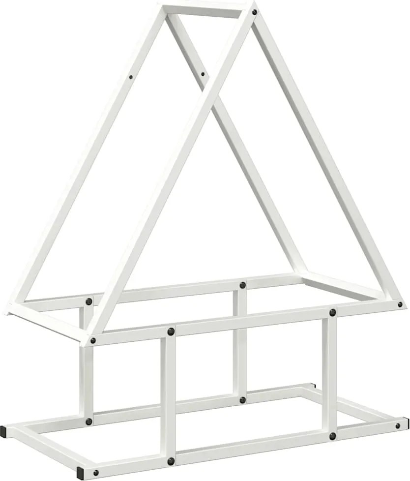 vidaXL Stojan na palivové drevo biely oceľ valcovaná za studena