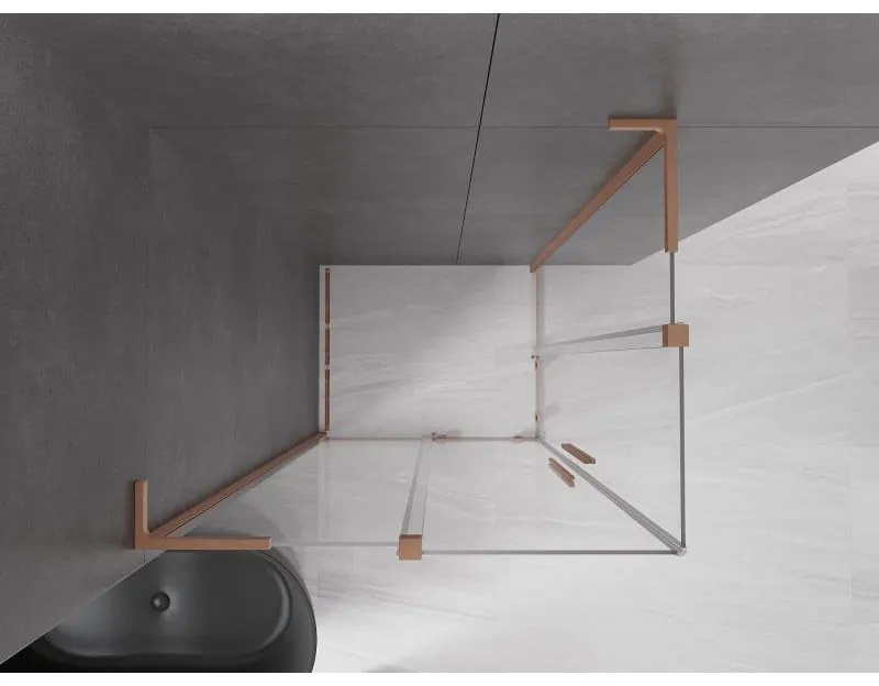 Mexen Velar L Duo, sprchový kút s posuvnými dverami 100 x 90 cm, 8mm číre sklo, medená matná, 871-100-090-02-03-65