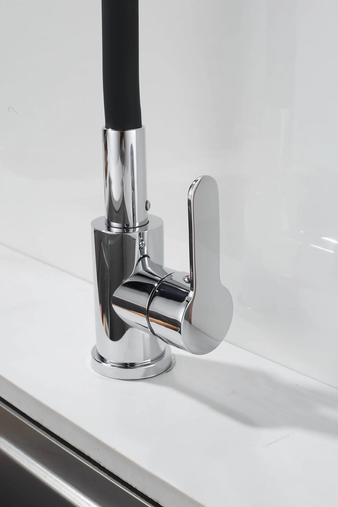 Gamma Flex 4000, stojanková drezová batéria s flexibilným ramenom, 2-funkčný výtok, čierna-chróm, GMA-BFX-4000CH