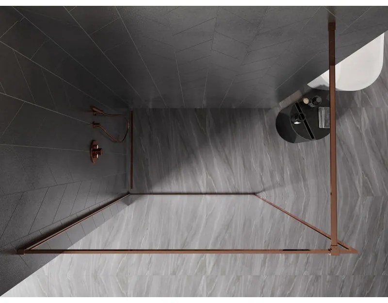 Mexen, Mexen Kioto-XF sprchová stena s rámom 50 x 202 cm, transparentná 10 mm, ružové zlato - 800-050-104-60-00-X