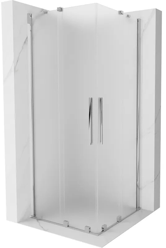 Mexen Velar Duo, sprchový kút s posuvnými dverami 100 x 100 cm, 8mm sklo námraza, chrómová, 871-100-100-32-01