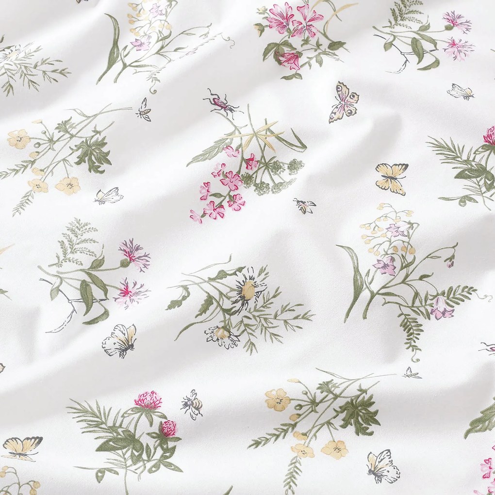 Goldea bavlnená obliečka na vankúš - farebné lúčne kvety na bielom 50 x 50 cm