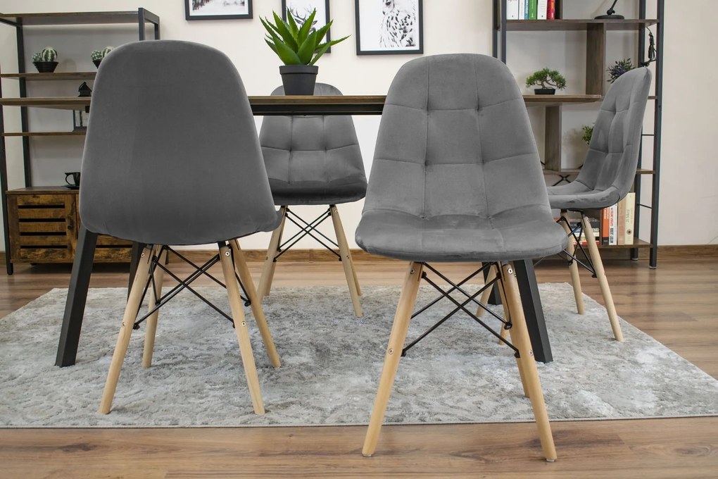 AKCIA Sivá zamatová jedálenská stolička DUMO II. akosť