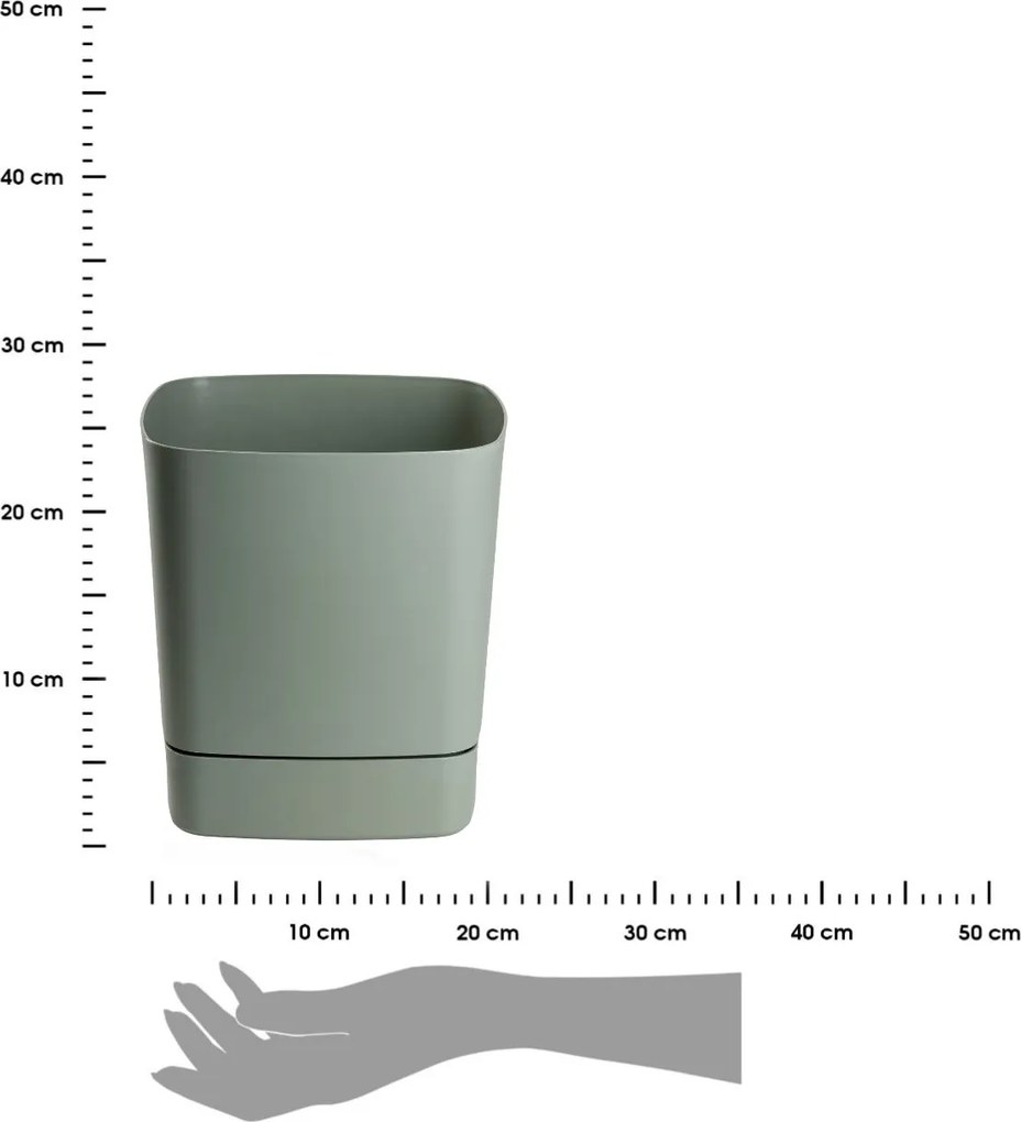 PLASTOVÝ KVETINÁČ CUBI 25X27,5 CM MÄTOVÁ