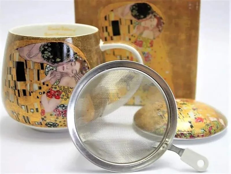 Hrnček na čaj so sitkom 450 ml , Gustav Klimt Kiss, QUEEN ISABELL