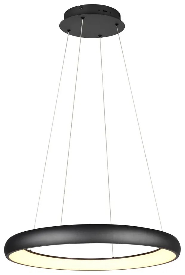 Čierne LED stmievateľné závesné svietidlo s kovovým tienidlom ø 75 cm Cardona – Trio