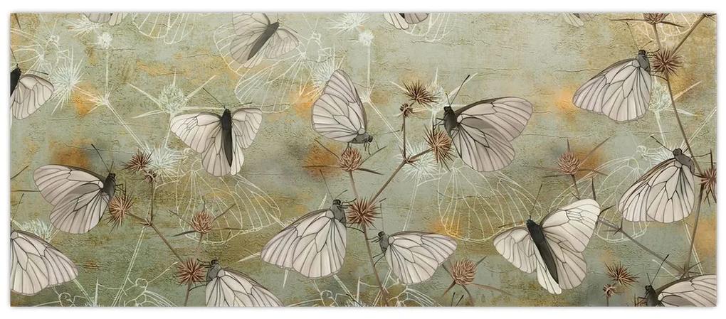 Obraz - Vintage motýle (120x50 cm)