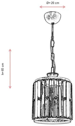 Luster na reťazi CRYSTALLINE 1xE27/6W/230V bronzový