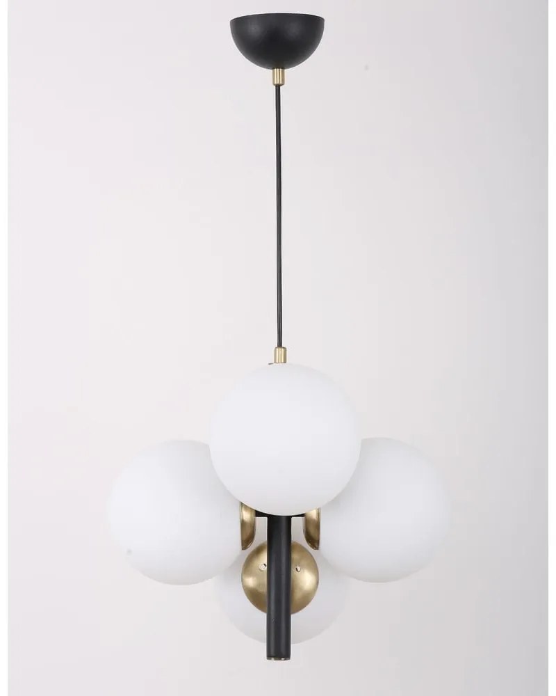 Biele/čierne závesné svietidlo so skleneným tienidlom ø 15 cm Forte – Squid Lighting