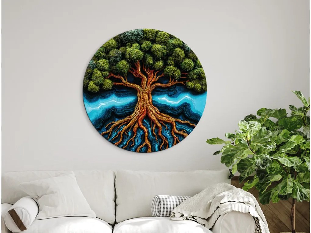 drevko |  Machový strom života Zakorenenie (UV tlač)  45 x 45 cm