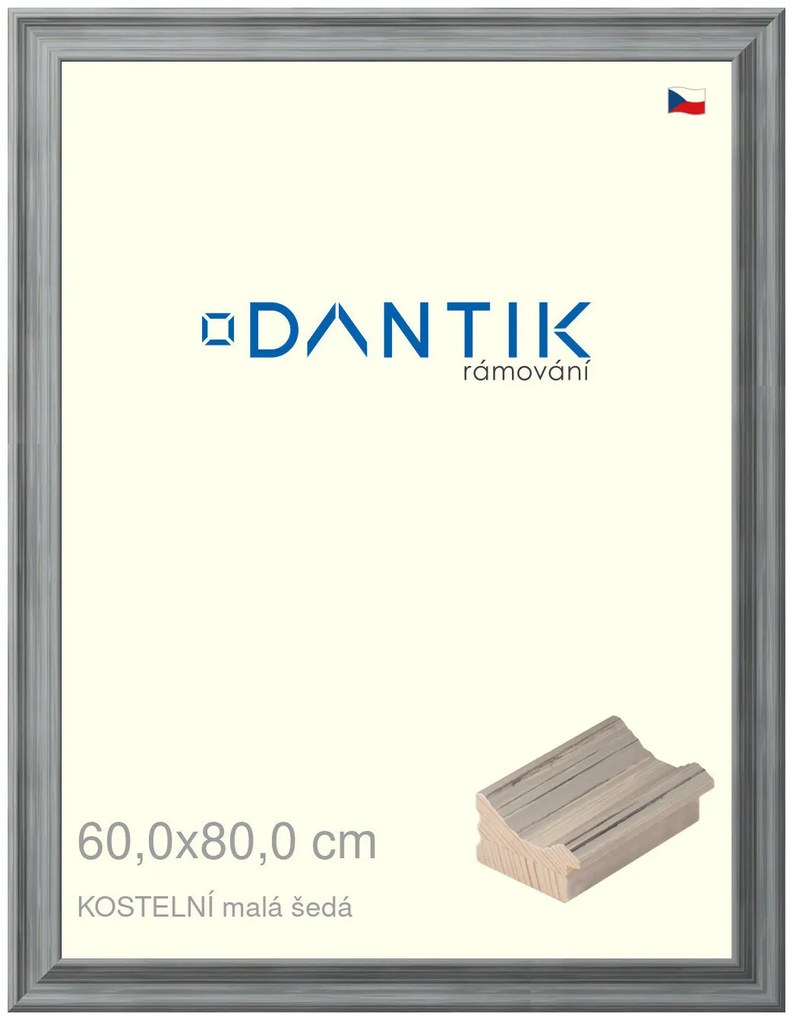 DANTIK rám na obraz 60x80 | KOSTELNÍ malá šedá (Plexi Čiré)