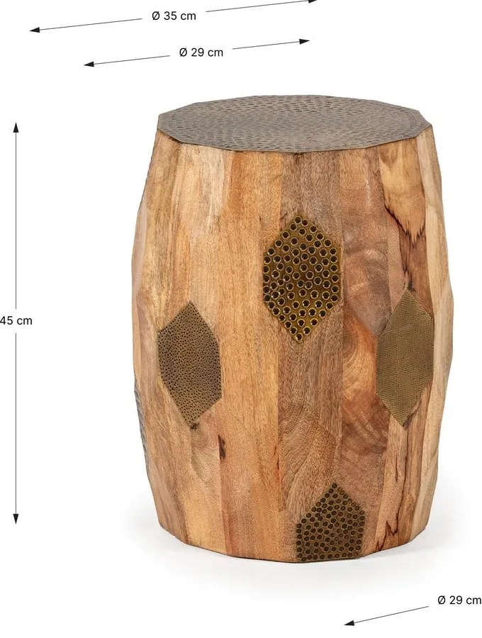 Okrúhly odkladací stolík z mangového dreva ø 29 cm Fabia – MOME