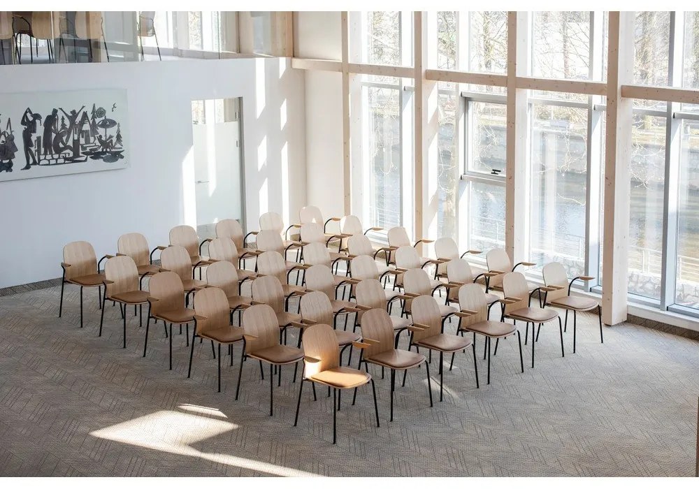 Hnedé/koňakovohnedé jedálenské stoličky v súprave s podrúčkami/stohovateľné 2 ks v dekore orecha Book – Gazzda