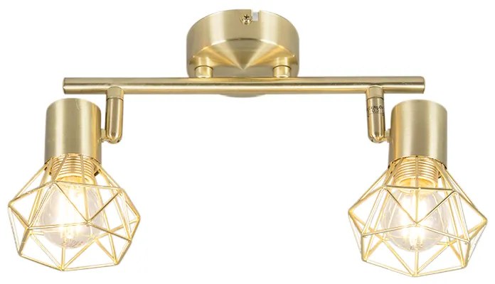 Bodové svetlo Art Deco mosadzné sklápateľné a otočné 2-žiarovkové - Mosh