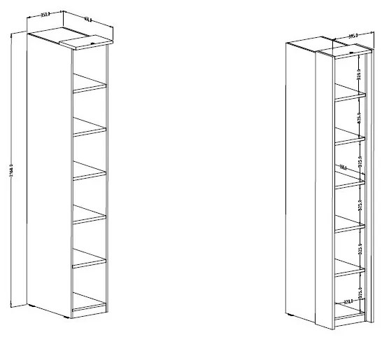 Regál OPTIMA, 35x217x63, biela