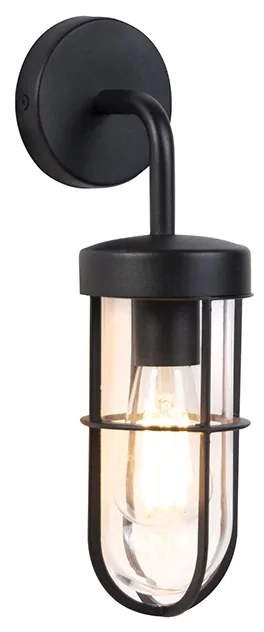 Rustikálna vonkajšia nástenná lampa čierna so sklom - Elza