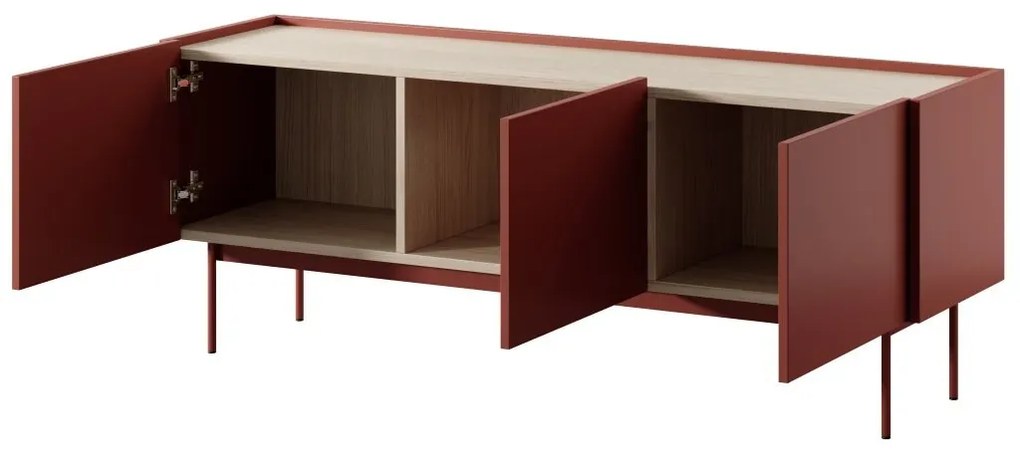 TV stolík Color 144 červený/dub linea