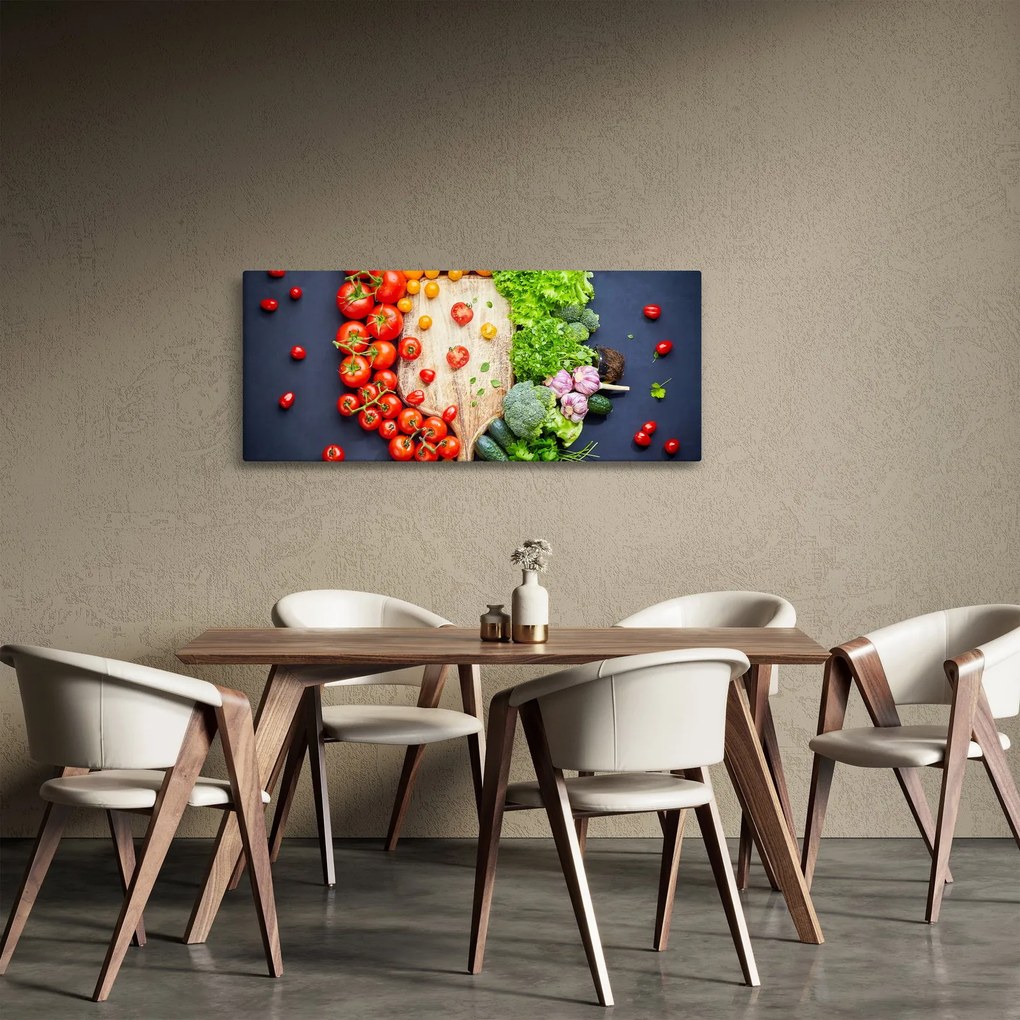 Obraz - Stôl plný zeleniny (120x50 cm)