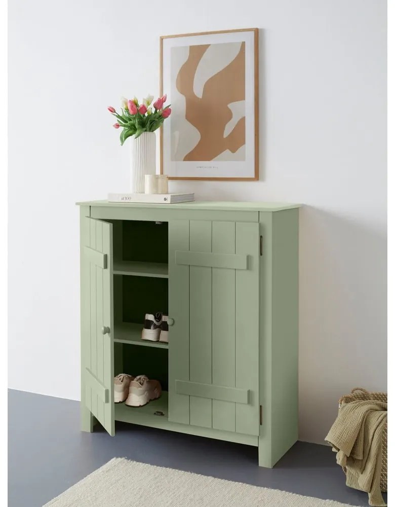 Svetlozelená skrinka z borovicového dreva 100x110 cm Bertram – Støraa