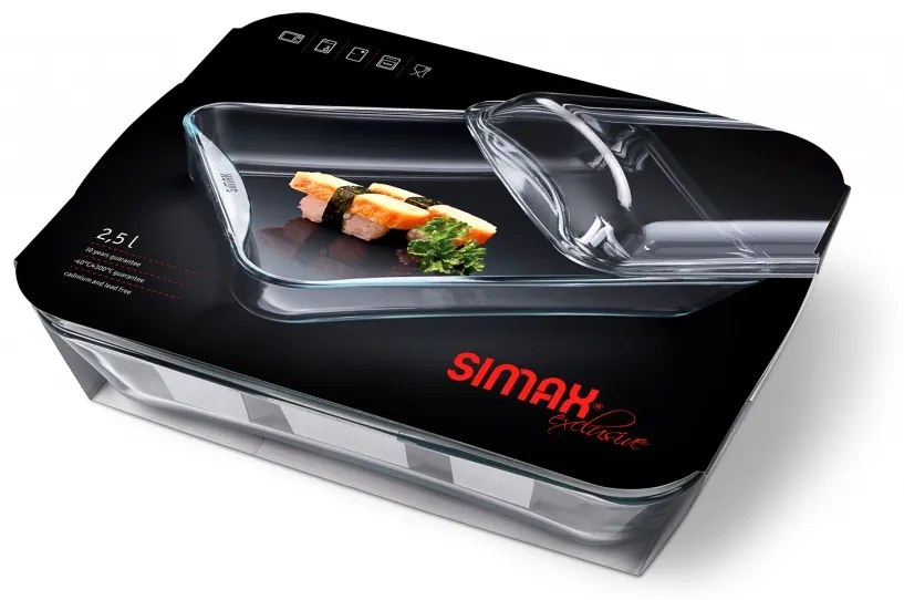 Simax Zapekacia misa s vekom hranatá SMART TOUCH 2,5 l