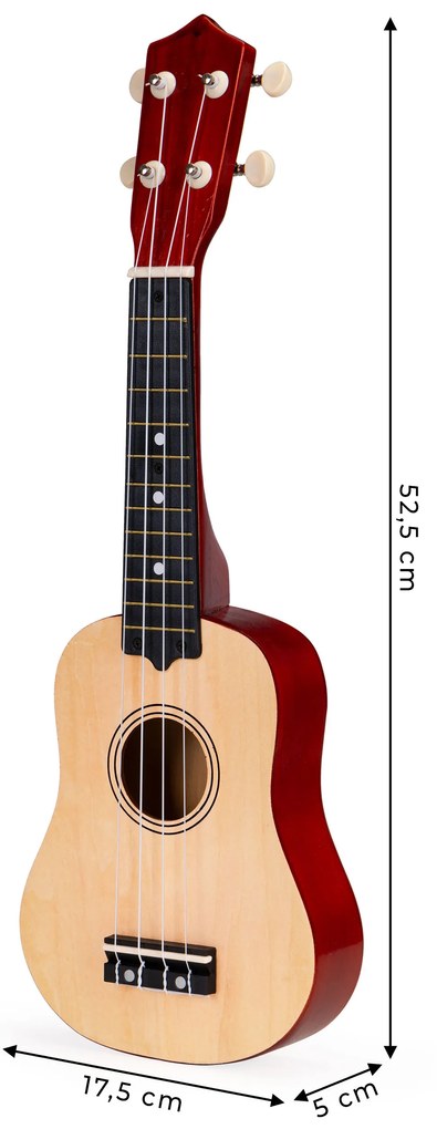 Detská gitara so 4 nylonovými strunami, drevená