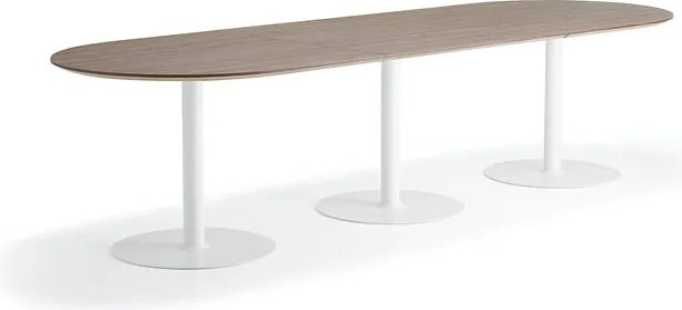 Stôl METRIC, ovál, 3000x1000x720 mm, biela/orech