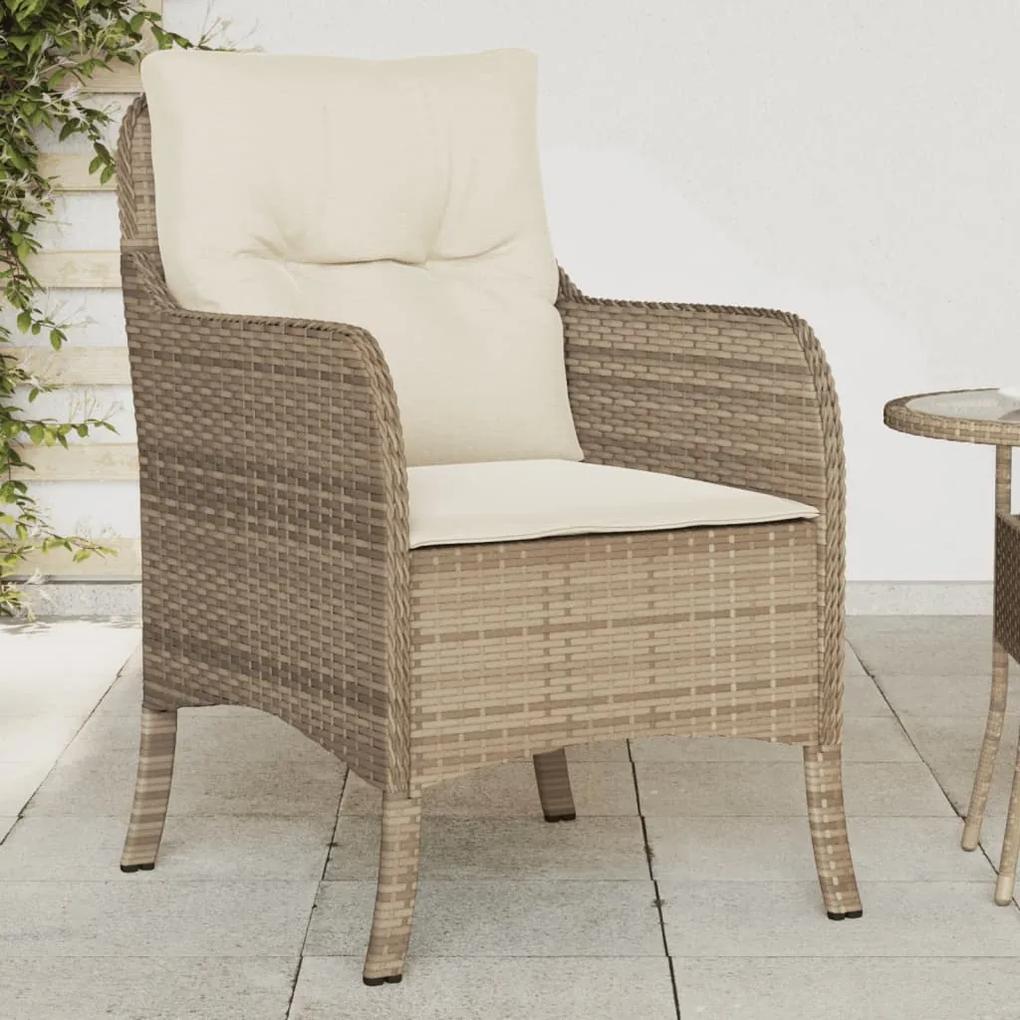 Záhradné stoličky s podložkami 2 ks béžové polyratan 365148