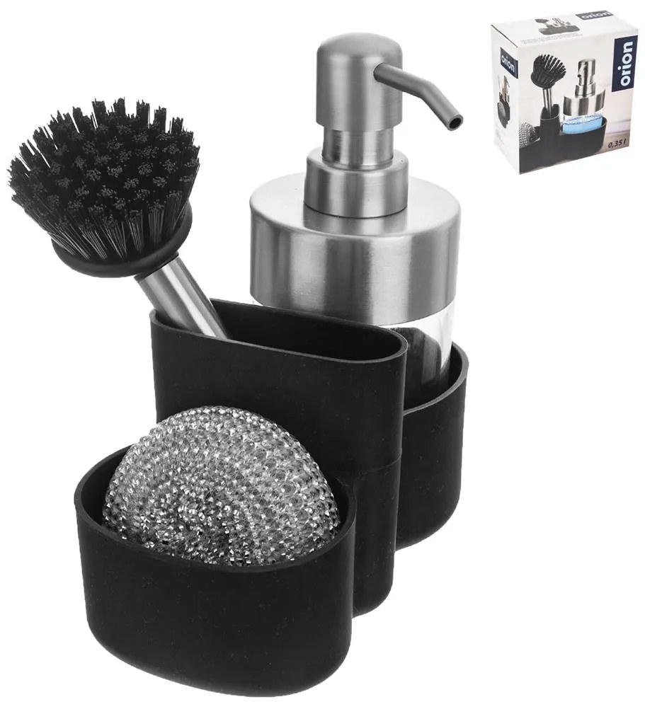 Orion Dávkovač na saponát s kefou a priehradkou na hubku, silikón, Elsa