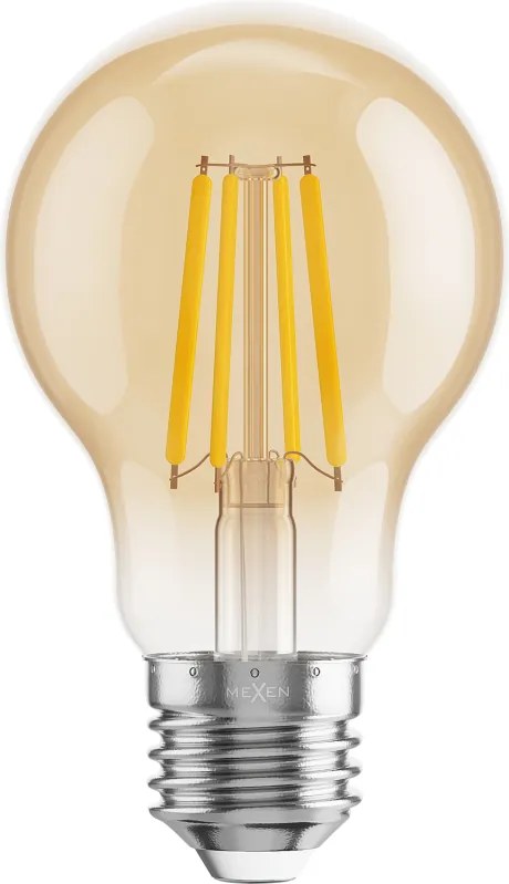 Mexen Vintis, LED filamentová žiarovka E27, A60, 6 W, teplá biela 2200K, jantárová, L150-E27-0622-50