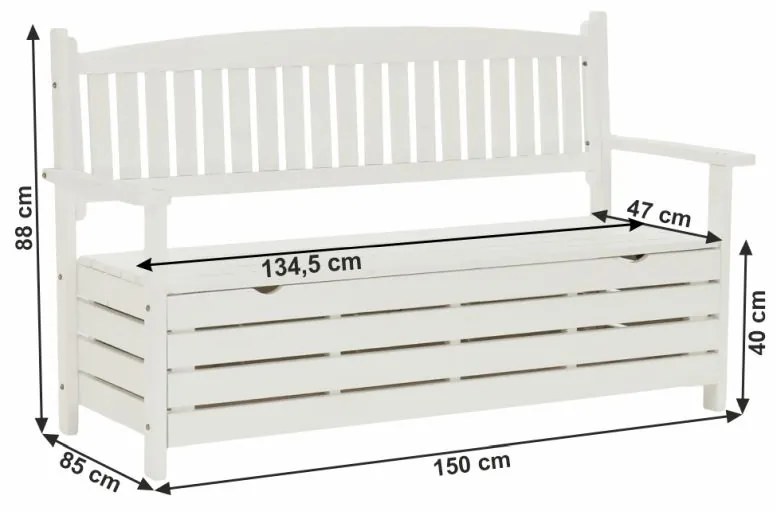 Kondela Záhradná lavička, AMULA, biela, 150cm