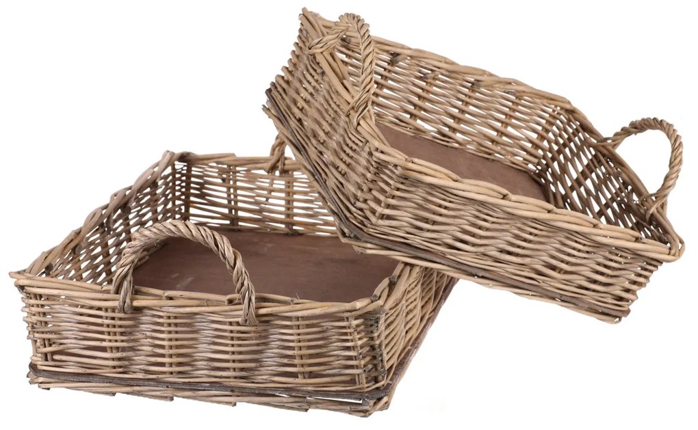 Sada prútených tácok Nature obdĺžnik, 2 ks, 2 veľkosti, 51 x 11 x 39 cm