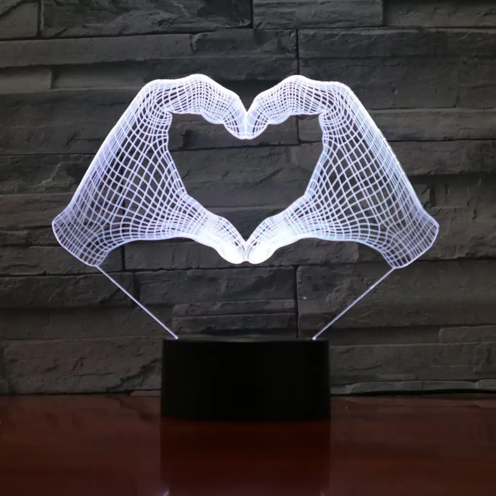 3Dmix 3DL-BTB013 – 3D LED nočná lampa - Srdce z rúk (Bluetooth reproduktor - farba biela)