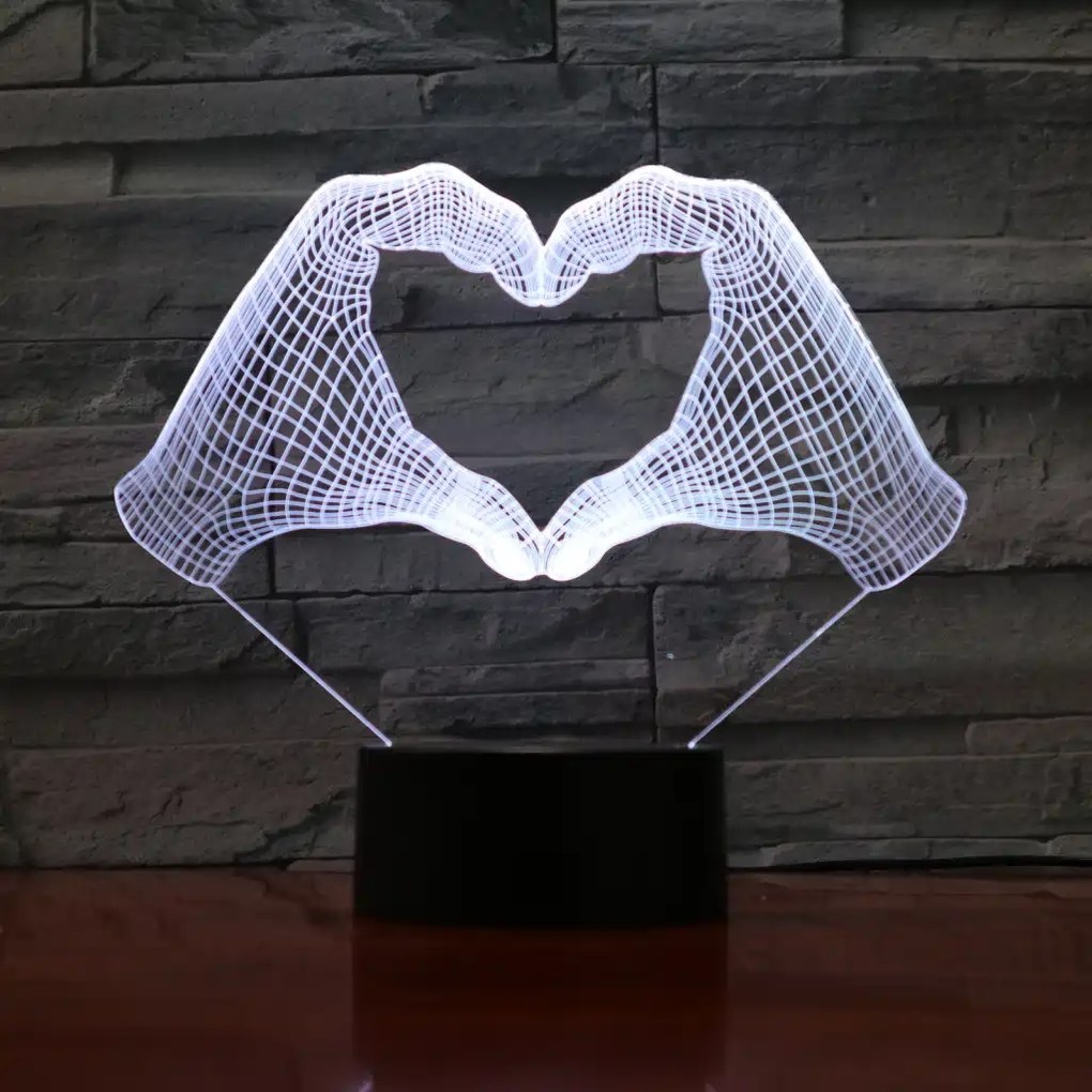3Dmix 3DL-SL013 – 3D LED nočná lampa - Srdce z rúk (Solar)