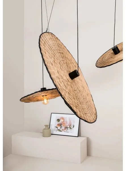 FARO 68590-70 - Luster na lanku COSTAS 1xE27/15W/230V pr. 100 cm čierna/ratan