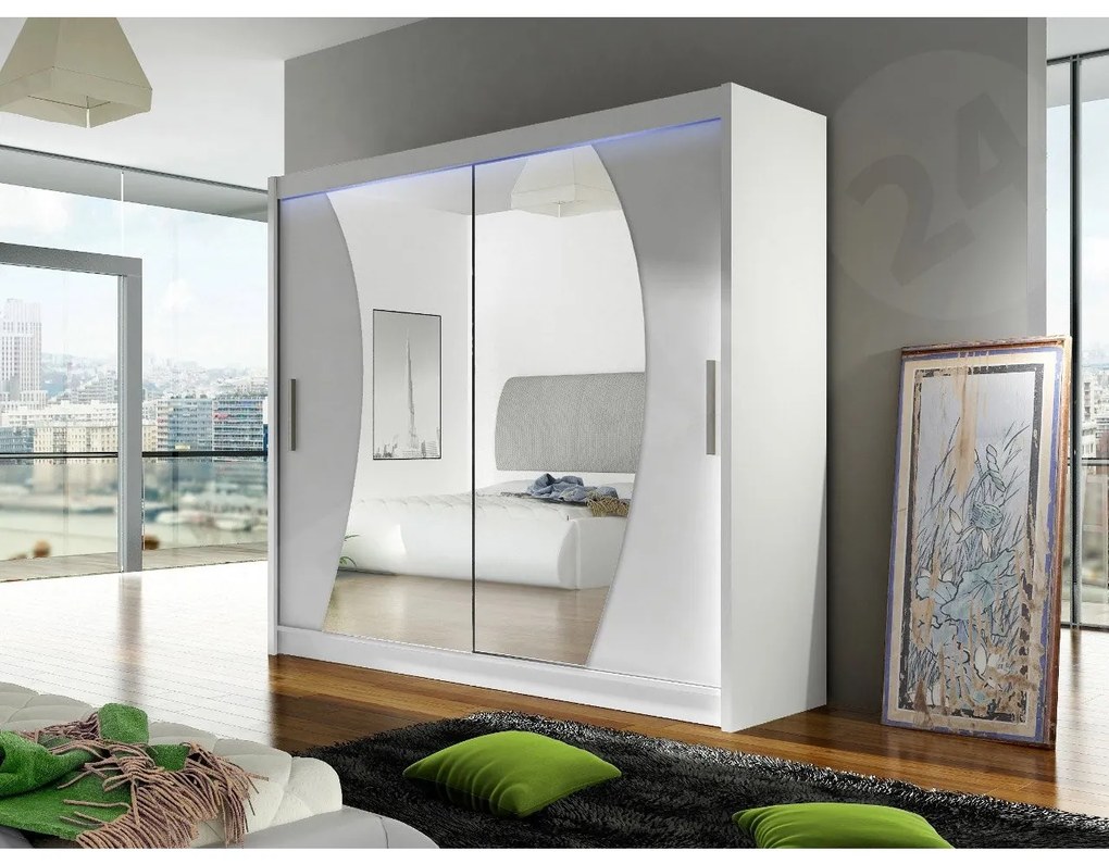 Skriňa London IX, Farby: čierna, Osvetlenie: osvetlenie LED RGB - farebné