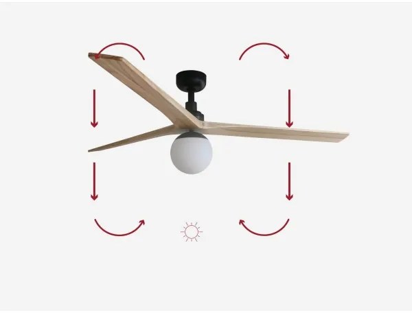FARO 34282-11L - Stropný ventilátor KLIM L 1xE27/15W/230V borovica/čierna + DO