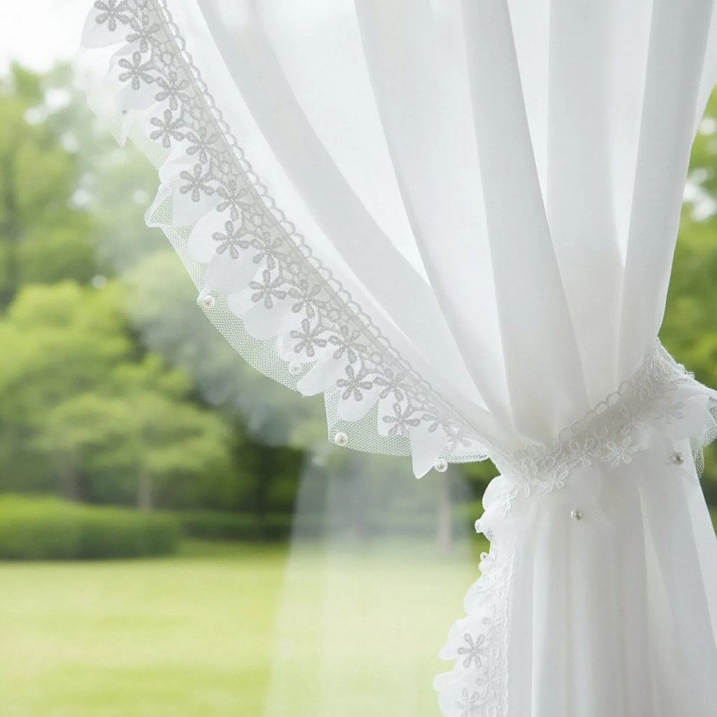 ZÁCLONA NA PÁSKE ELENA, SADA 2 KS 140X270 CM BIELA