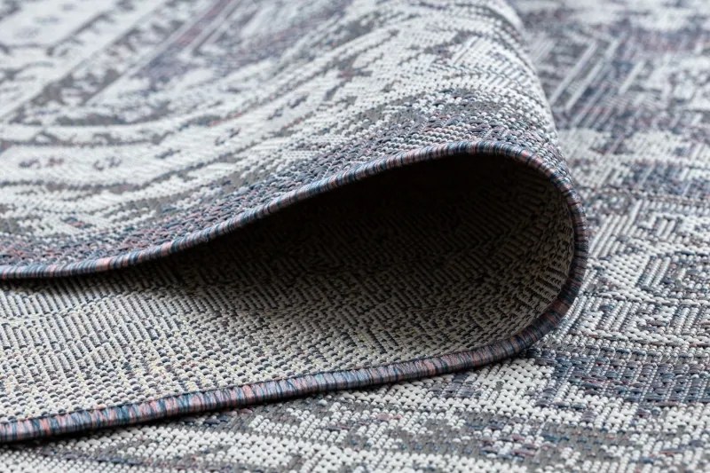 Dywany Łuszczów, Kusový koberec Sion Sisal Ornament 2832 blue/pink/ecru – na von aj na doma, 140x190, šedá, chodba / predsieň