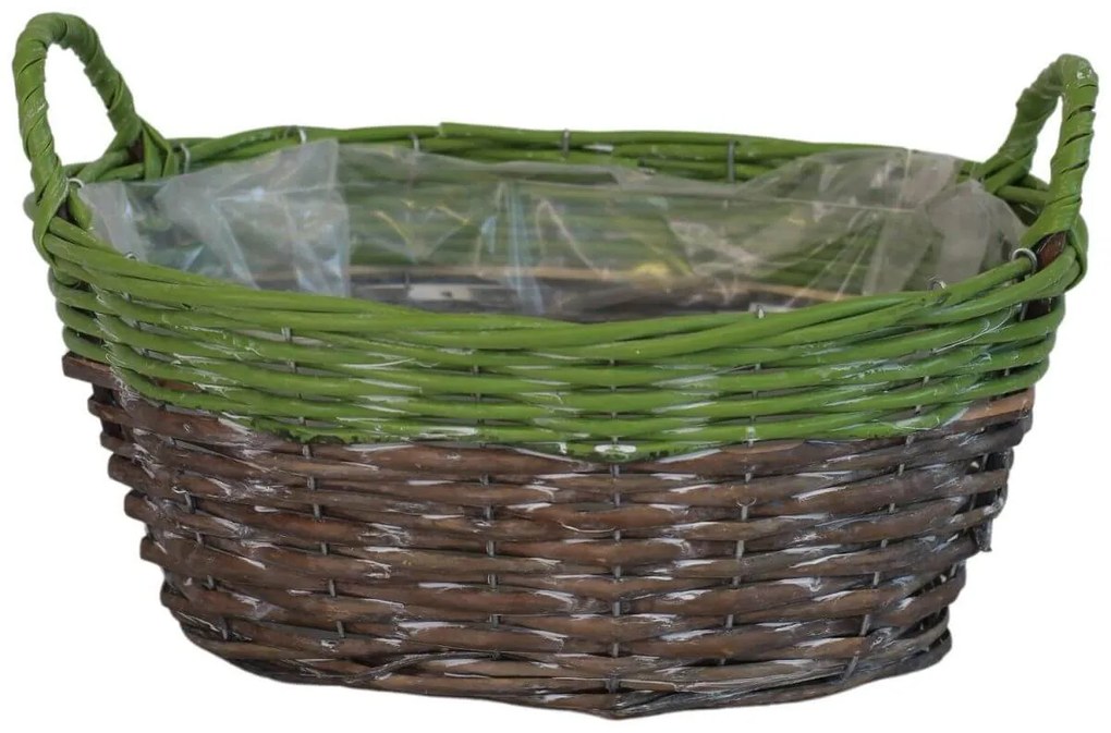 Hnedozelený košík 32cm