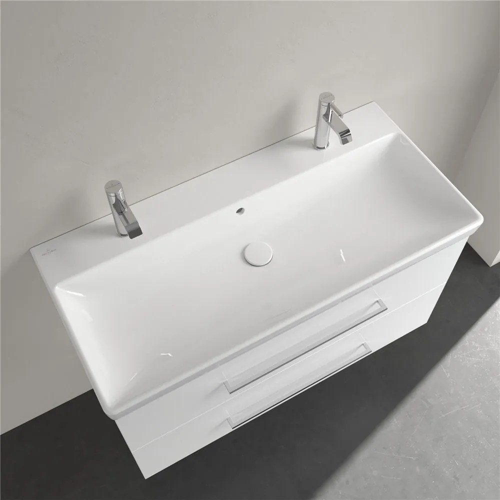 VILLEROY &amp; BOCH Avento umývadlo na skrinku s dvomi otvormi, s prepadom, 1000 x 470 mm, biela alpská, 4156A401